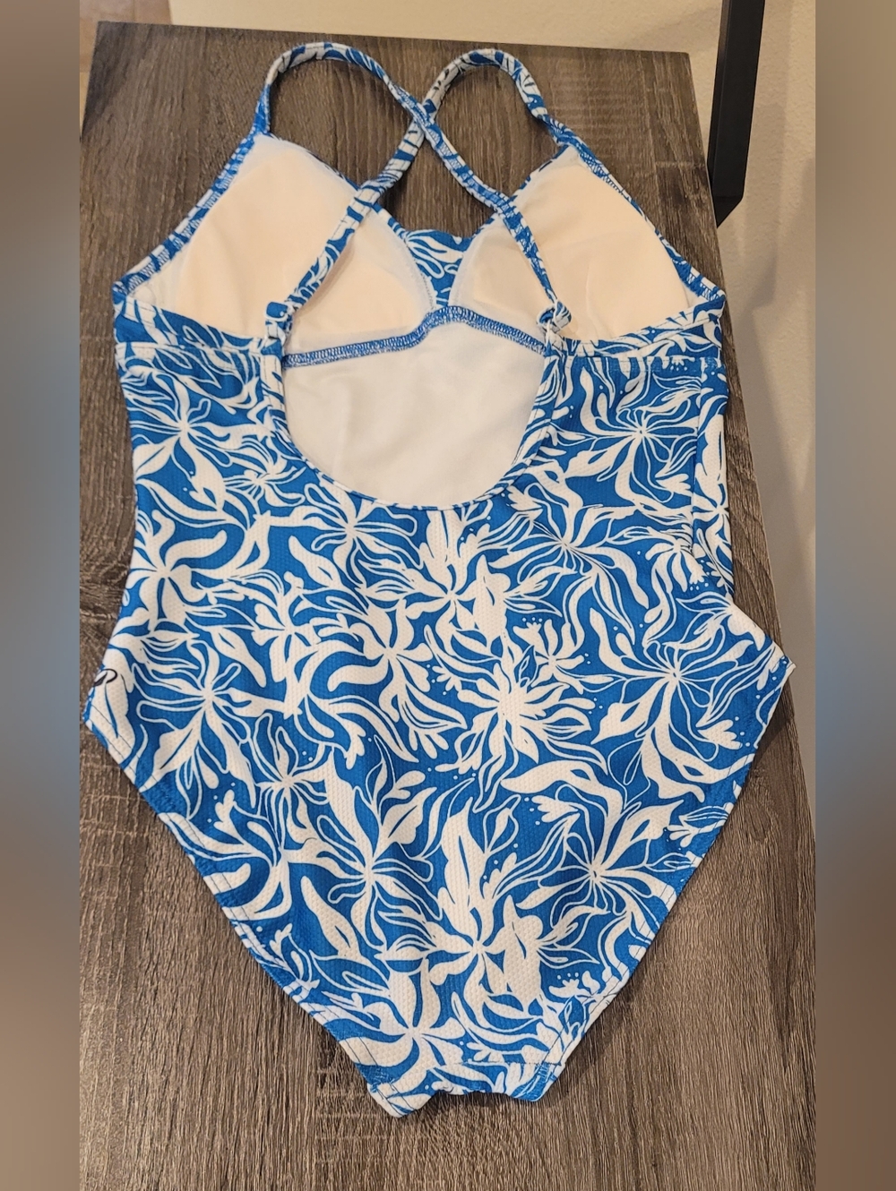 Decathalon Girl Swimsuit One Piece Blue and White Floral Size 12 - Picture 12 of 12